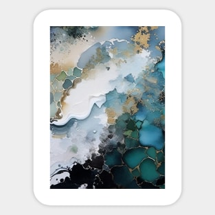 Turquoise and Gold Abstract Art Sticker